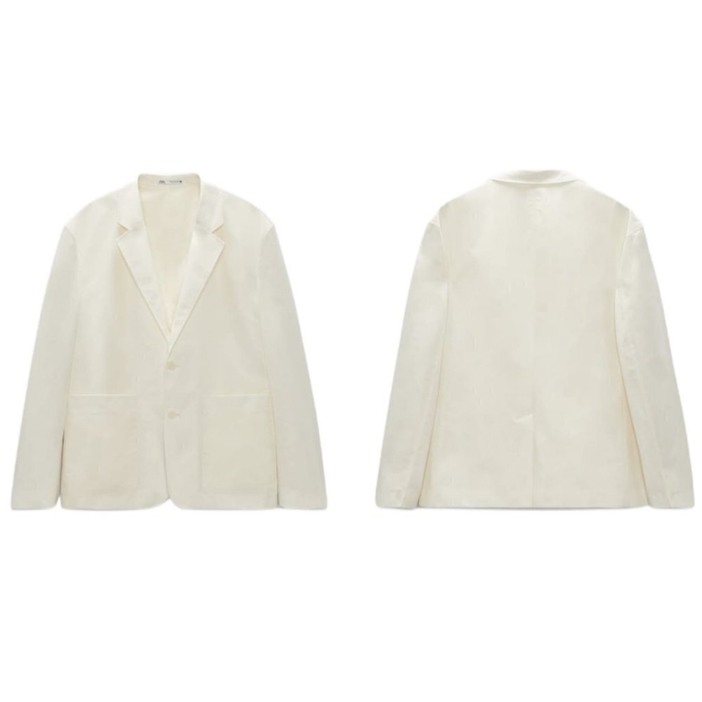 ZARA POPLIN SUIT JACKET SS22 OYSTER WHITE | 4626/076